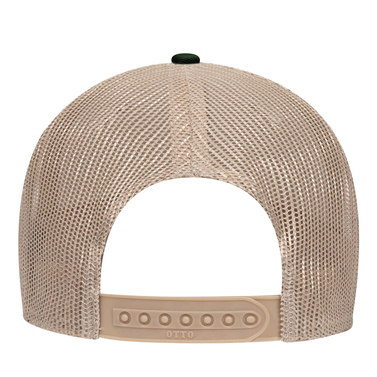 Rear View of 1732 - Dk.Grn/Kha OTTO CAP 6 Panel Low Profile Mesh Back Trucker Hat