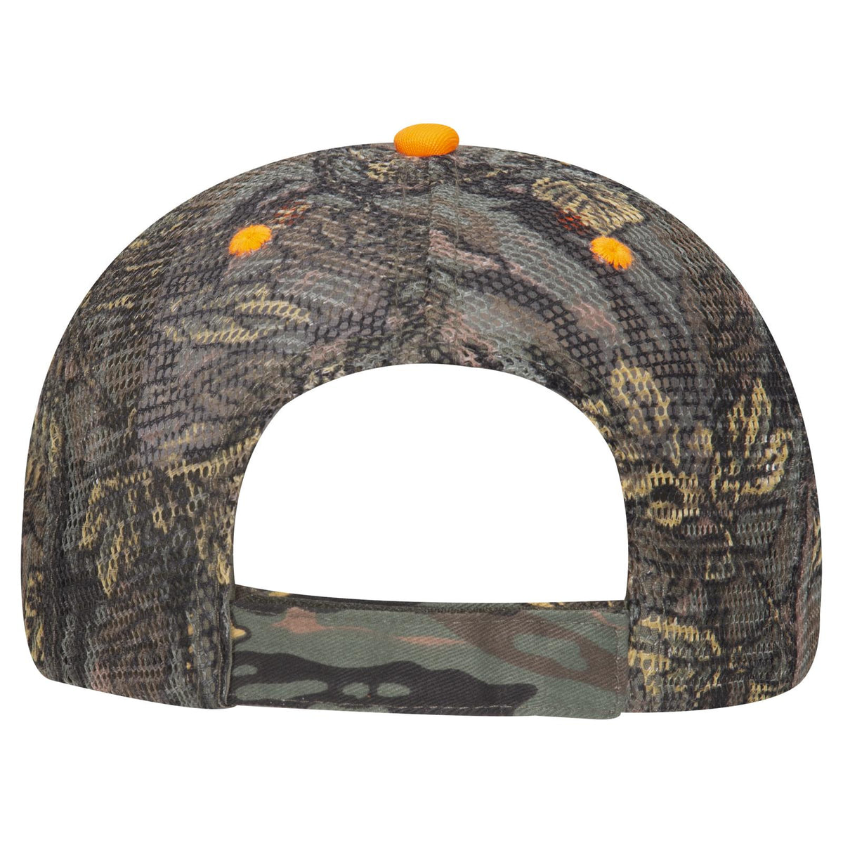 Rear View of 173207 - Dk.Grn/Kha/Brn OTTO CAP Camouflage 6 Panel Low Profile Mesh Back Trucker Hat