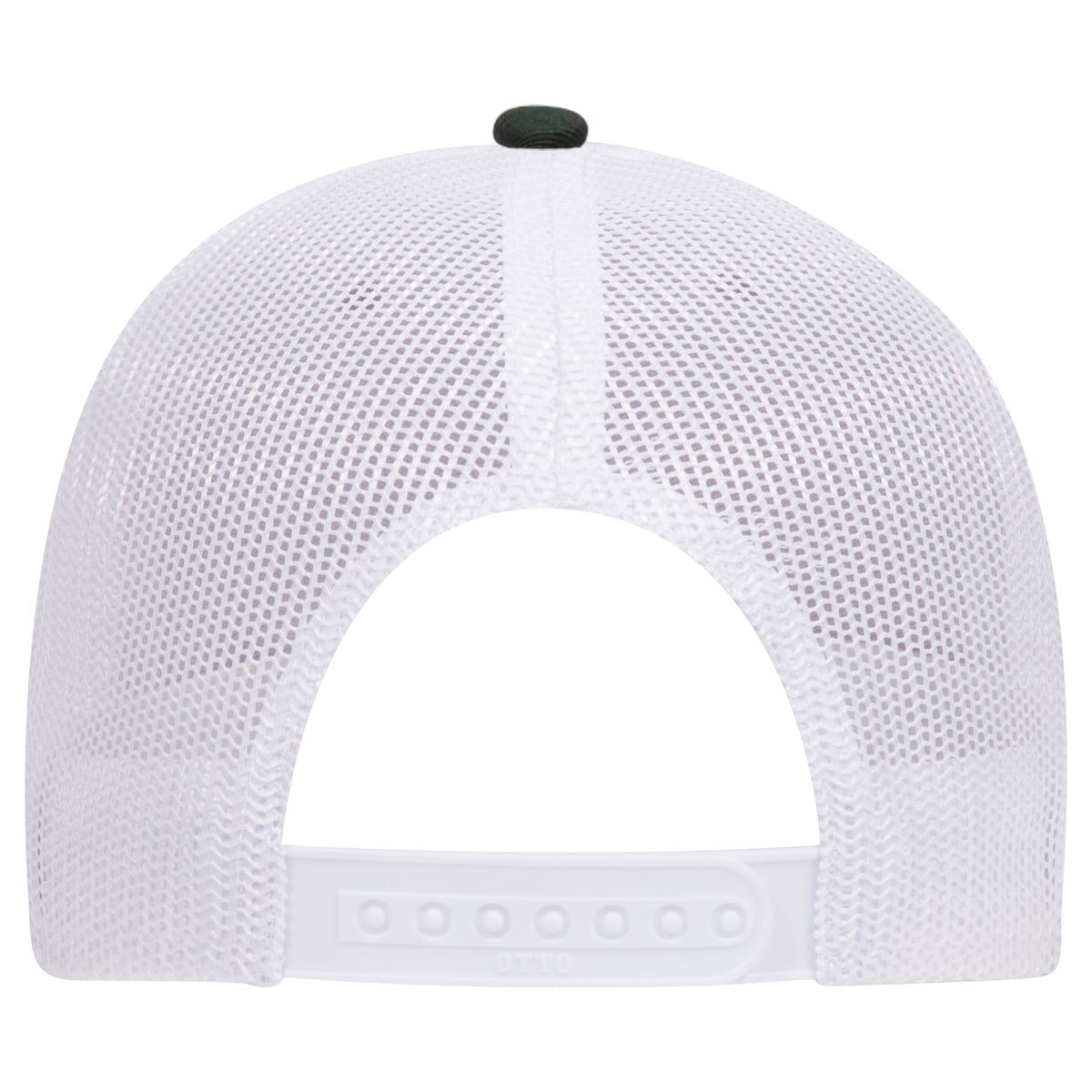 Rear View of 177416 - DarkGreen/HeatherGray/White OTTO CAP 6 Panel Low Profile Mesh Back Trucker Hat