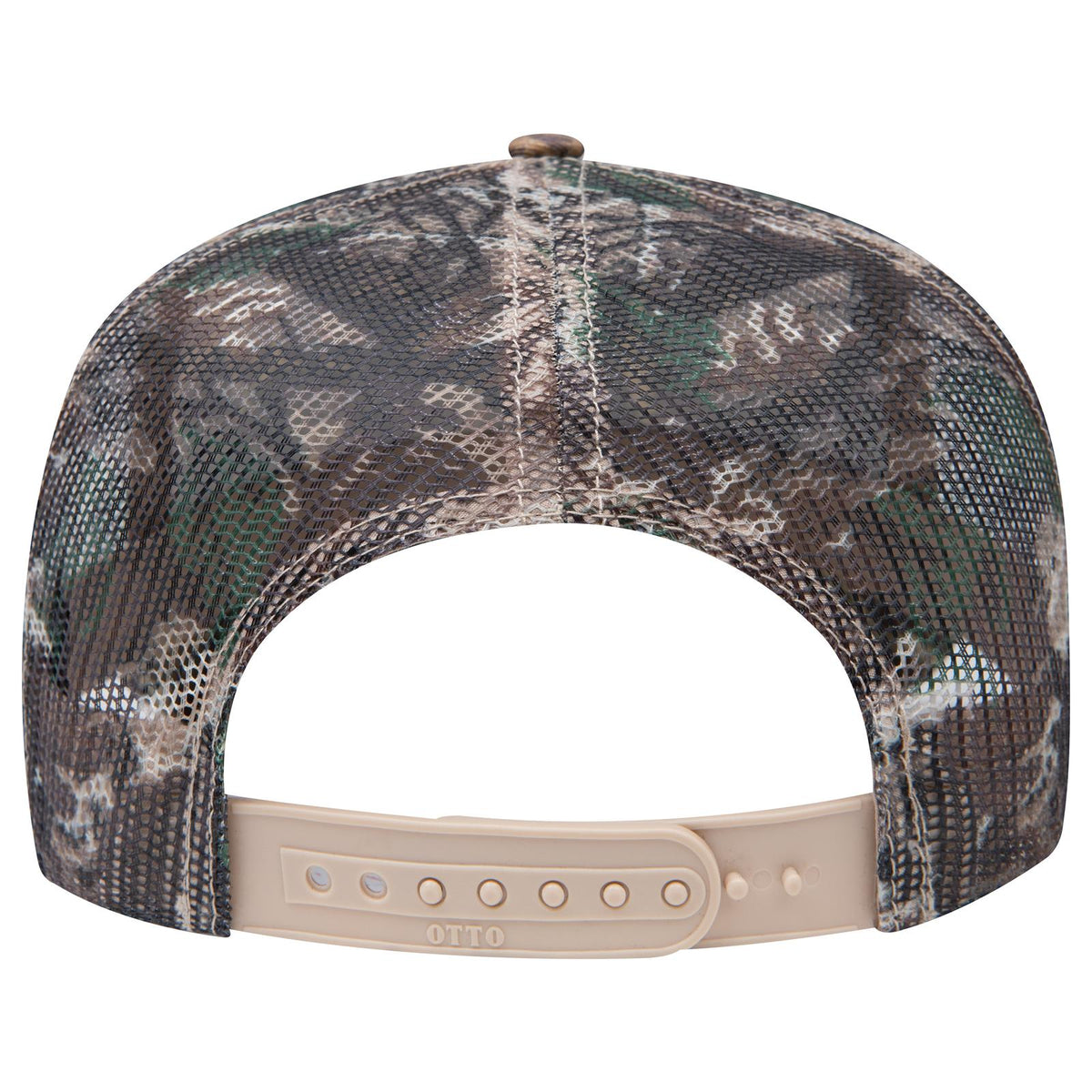 Rear View of 180705 - Lt.Lod/Brn/Kly OTTO CAP Camouflage 5 Panel Mid Profile Mesh Back Trucker Hat
