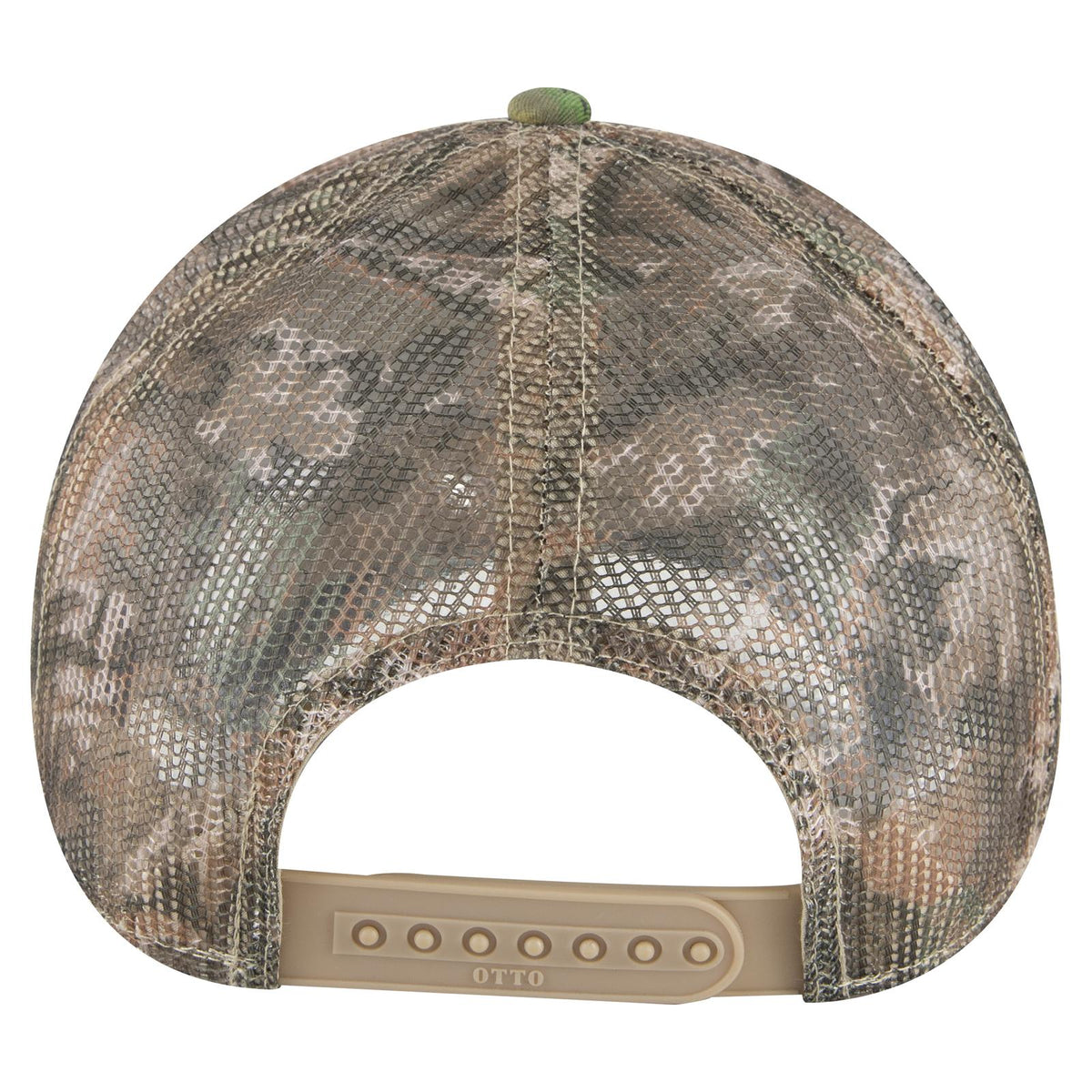 Rear View of 180705 - Lt.Lod/Brn/Kly OTTO CAP Camouflage 6 Panel Low Profile Mesh Back Trucker Hat