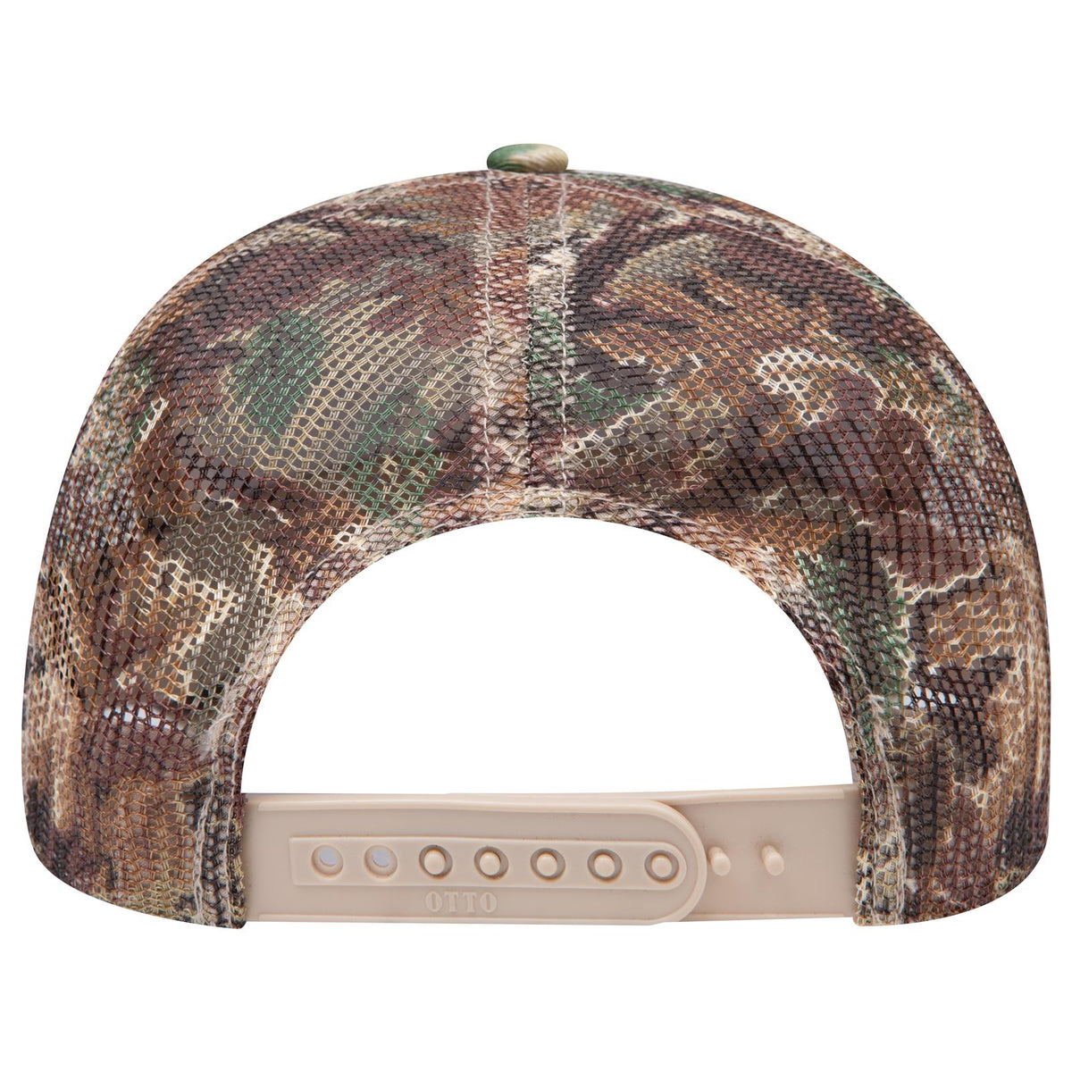 Rear View of 180705 - Lt.Lod/Brn/Kly OTTO CAP Camouflage 6 Panel Mid Profile Mesh Back Trucker Hat