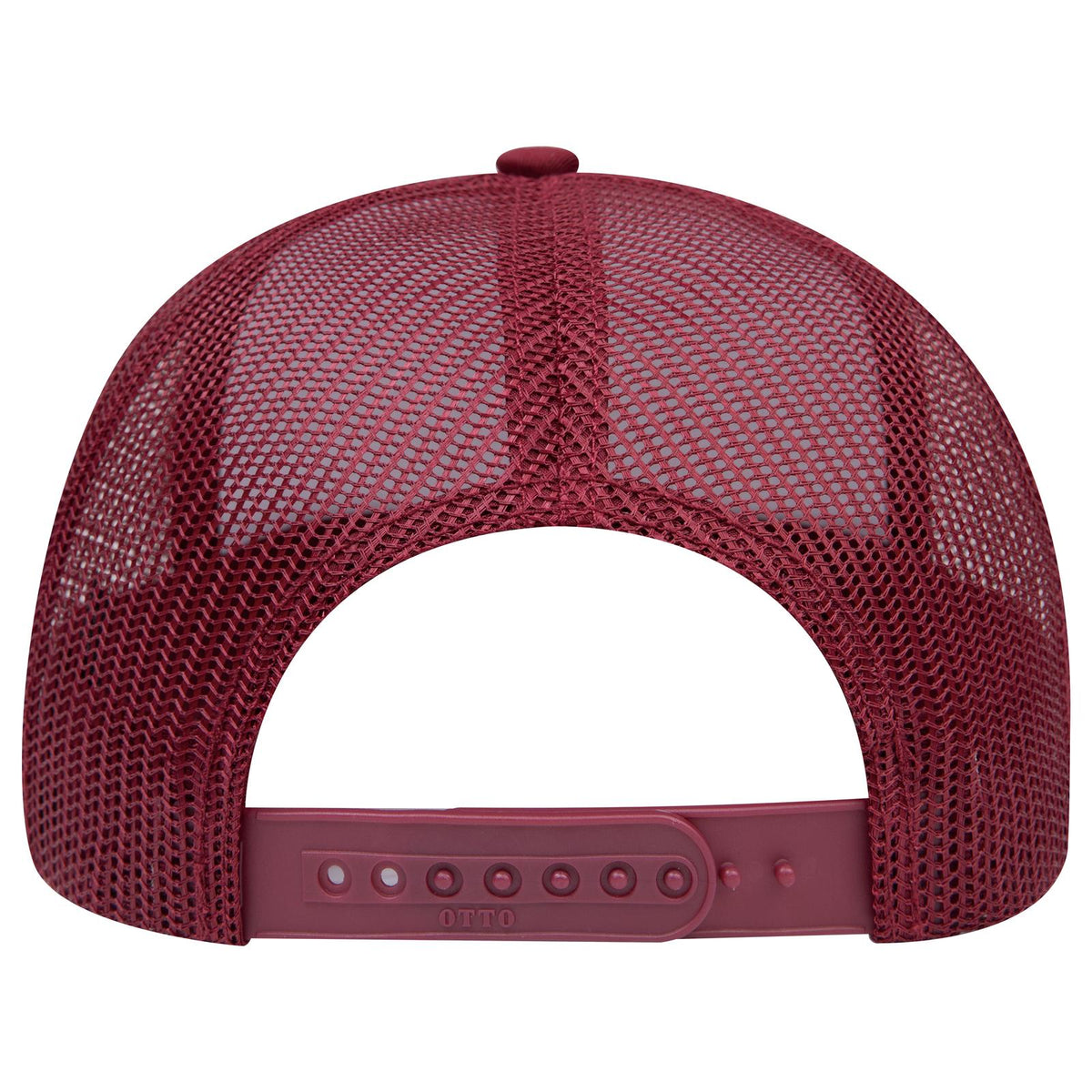Rear View of 191619 - Burg.Marn/Wht/Bur.Marn OTTO CAP 6 Panel Mid Profile Mesh Back Trucker Hat