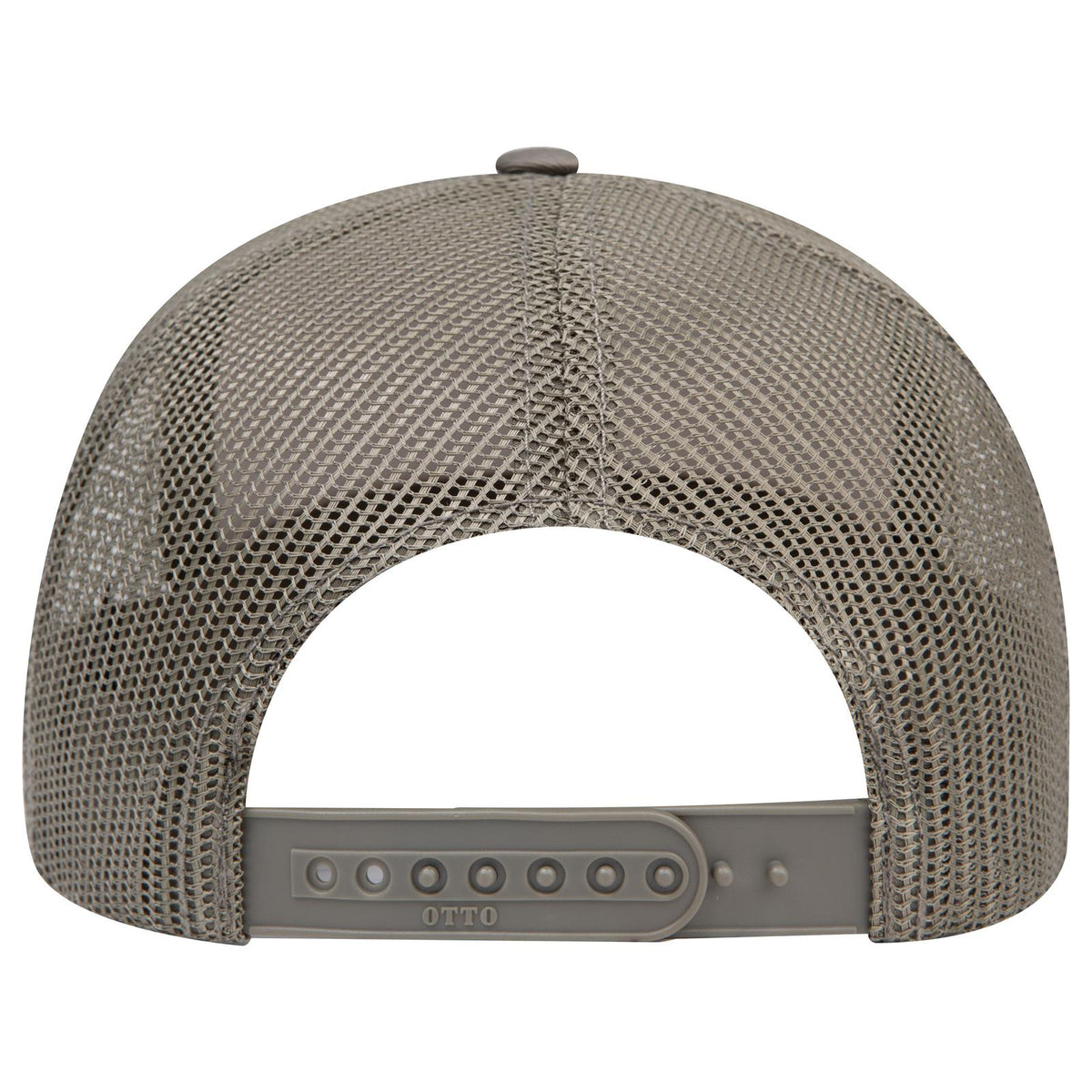 Rear View of 215221- Ol.Grn/Lt.Khk/Ol.Grn OTTO CAP 6 Panel Mid Profile Mesh Back Trucker Hat