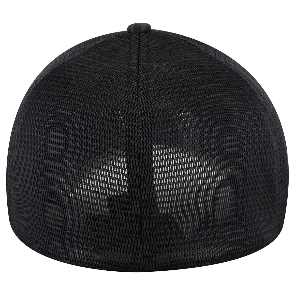 Rear View of 250303 - Ch. Gry/Blk/Blk OTTO CAP "OTTO FLEX" Fitted 6 Panel Low Profile Mesh Back Trucker Hat