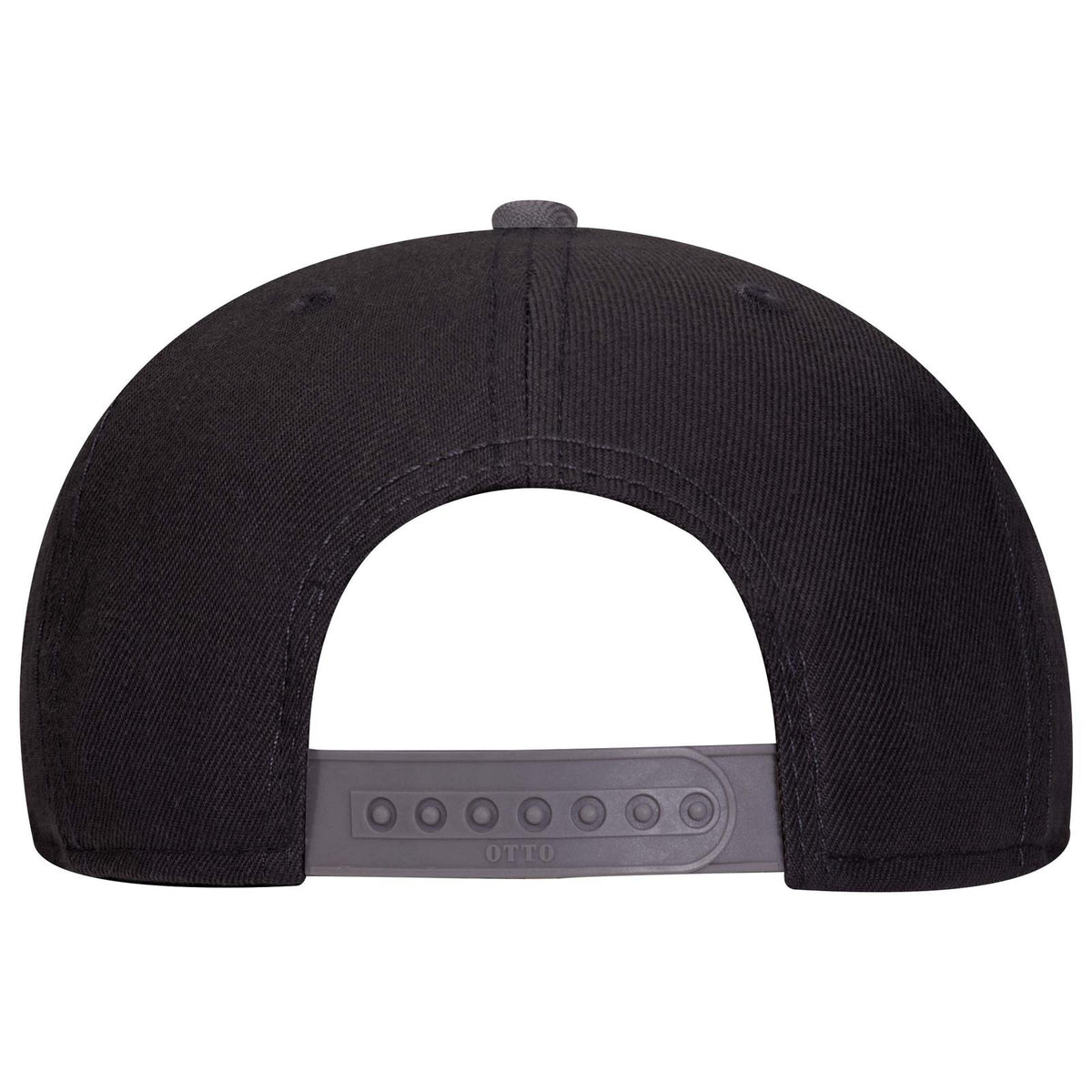 Rear View of 250303 - Ch. Gry/Blk/Blk OTTO CAP "OTTO SNAP" 6 Panel Pro Style Snapback Hat