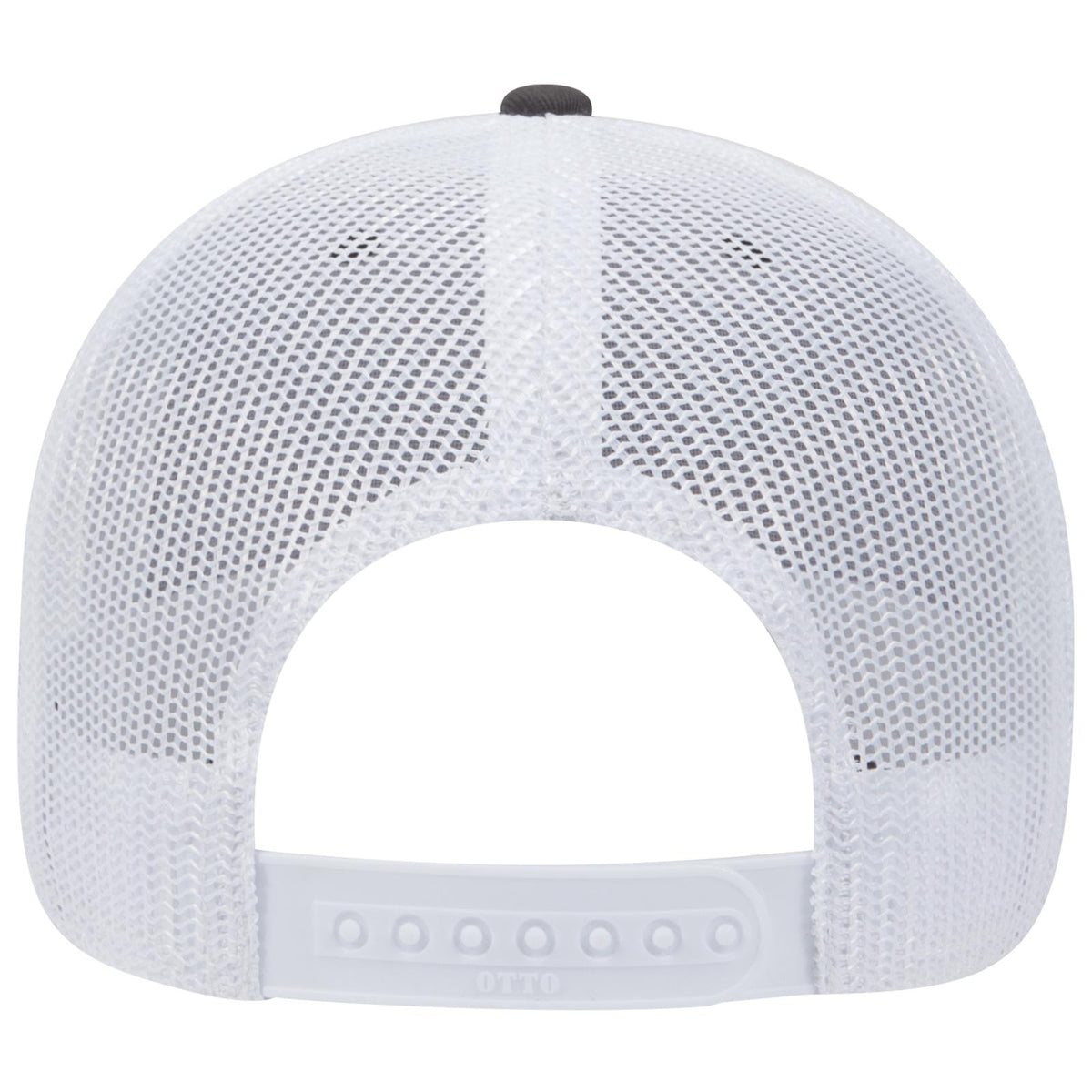 Rear View of 250316 - Ch.Gry/Blk/Wht OTTO CAP 6 Panel Low Profile Mesh Back Trucker Hat
