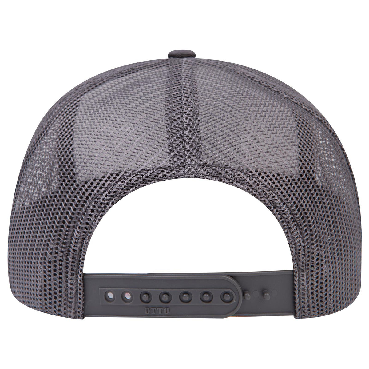 Rear View of 251625 - Ch.Gry/Wht/Ch.Gry OTTO CAP 6 Panel Mid Profile Mesh Back Trucker Hat