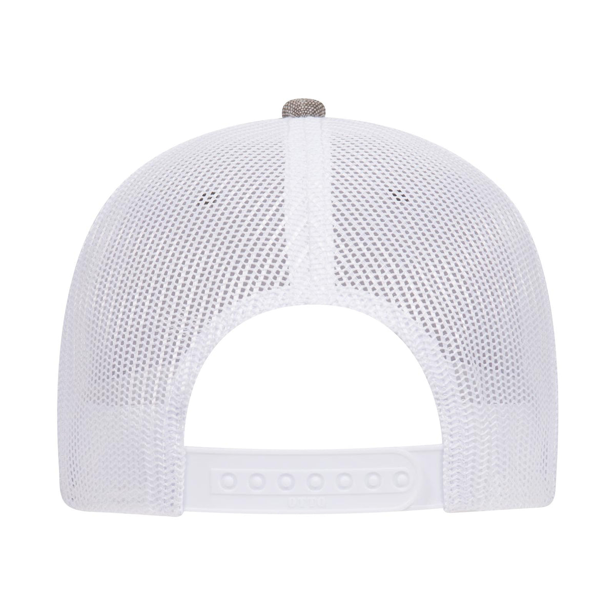 Rear View of 2516X - Ch.Gry/Wht OTTO CAP 6 Panel Low Profile Mesh Back Trucker Hat