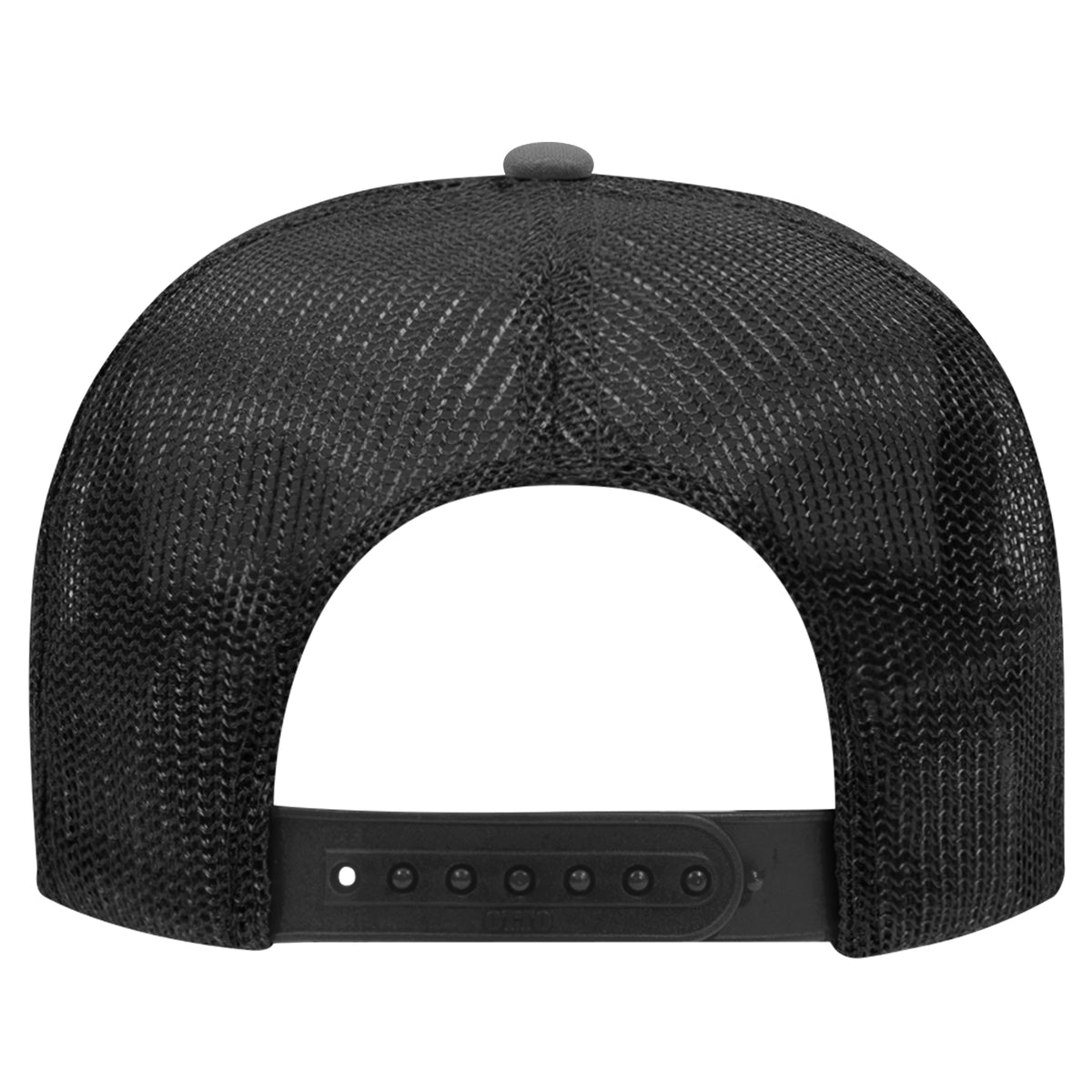 Rear View of 252503 - Ch.Gry/Ch.Gry/Blk OTTO CAP 5 Panel High Crown Mesh Back Trucker Hat