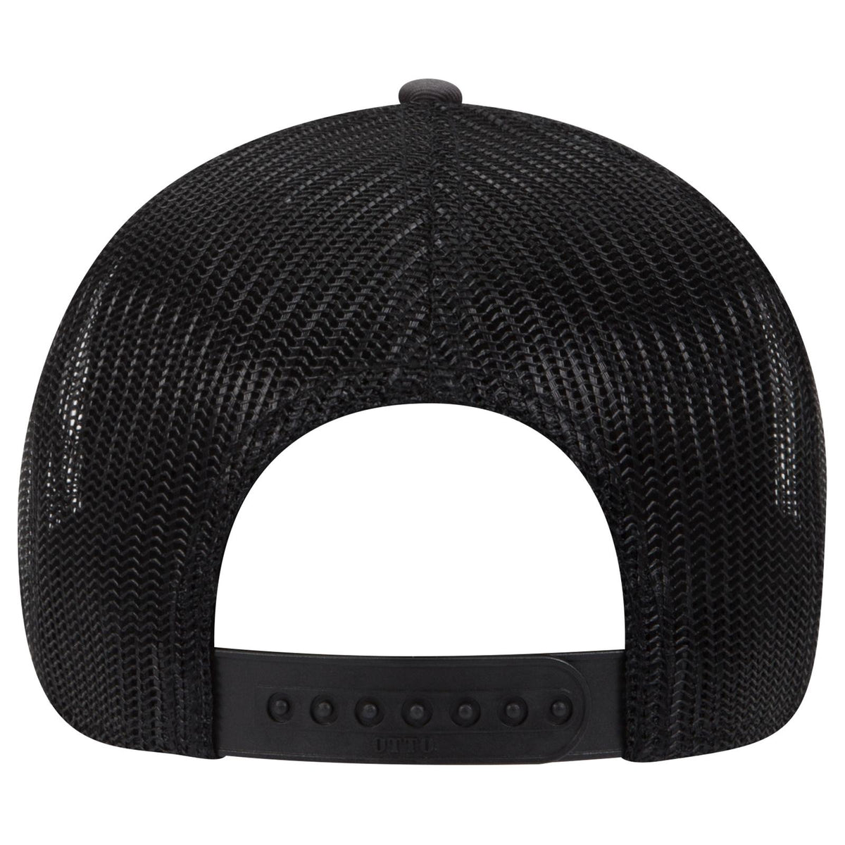 Rear View of 252503 - Ch.Gry/Ch.Gry/Blk OTTO CAP 6 Panel Low Profile Mesh Back Trucker Hat