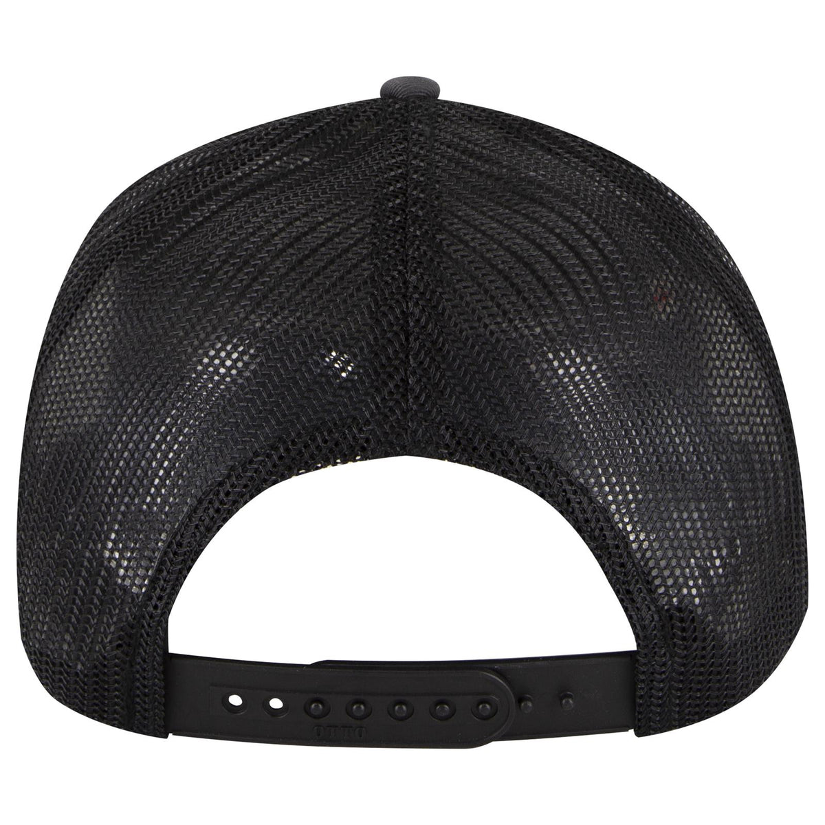 Rear View of 252503 - Ch.Gry/Ch.Gry/Blk OTTO CAP 6 Panel Low Profile Mesh Back Trucker Hat