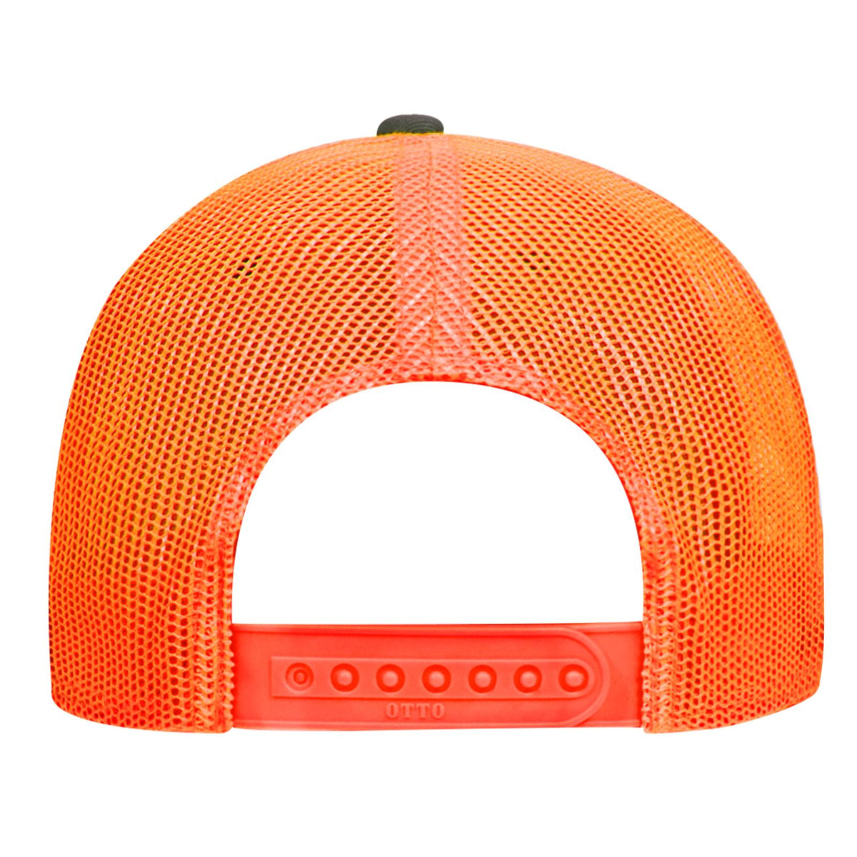 Rear View of 252509 - Ch.Gry/Ch.Gry/N.Org OTTO CAP 6 Panel Low Profile Mesh Back Trucker Hat