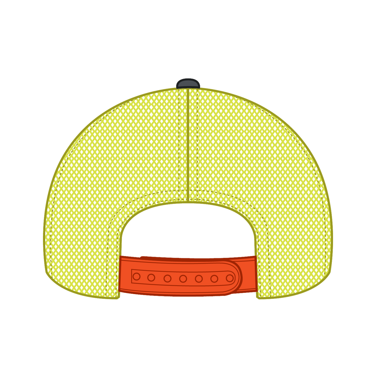 Rear View of 252509 - Ch.Gry/Ch.Gry/N.Org OTTO CAP 6 Panel Low Profile Mesh Back Trucker Hat