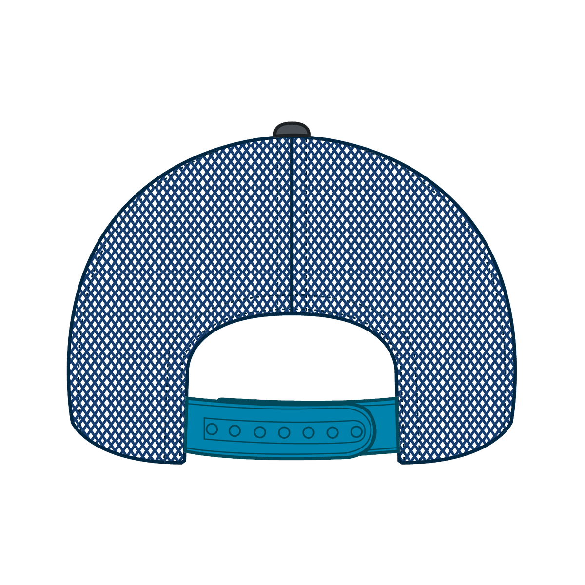 Rear View of 2525107 - Ch.Gry/CH.Gry/N.Blu OTTO CAP 6 Panel Low Profile Mesh Back Trucker Hat