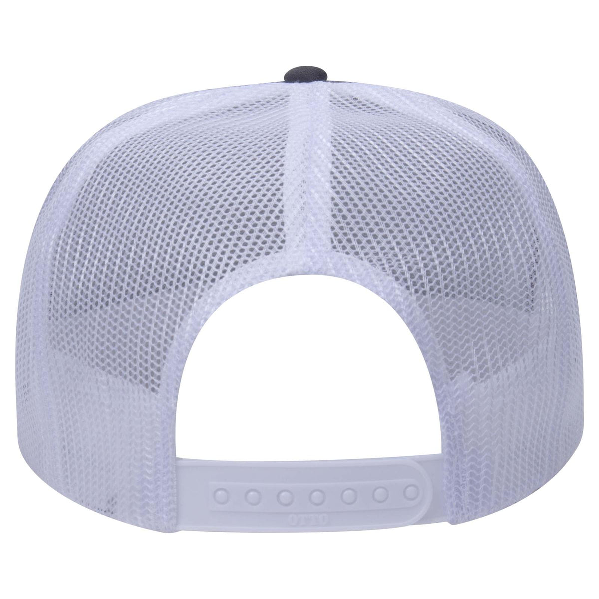 Rear View of 252516 - Ch.Gry/Ch.Gry/Wht OTTO CAP 5 Panel High Crown Mesh Back Trucker Hat