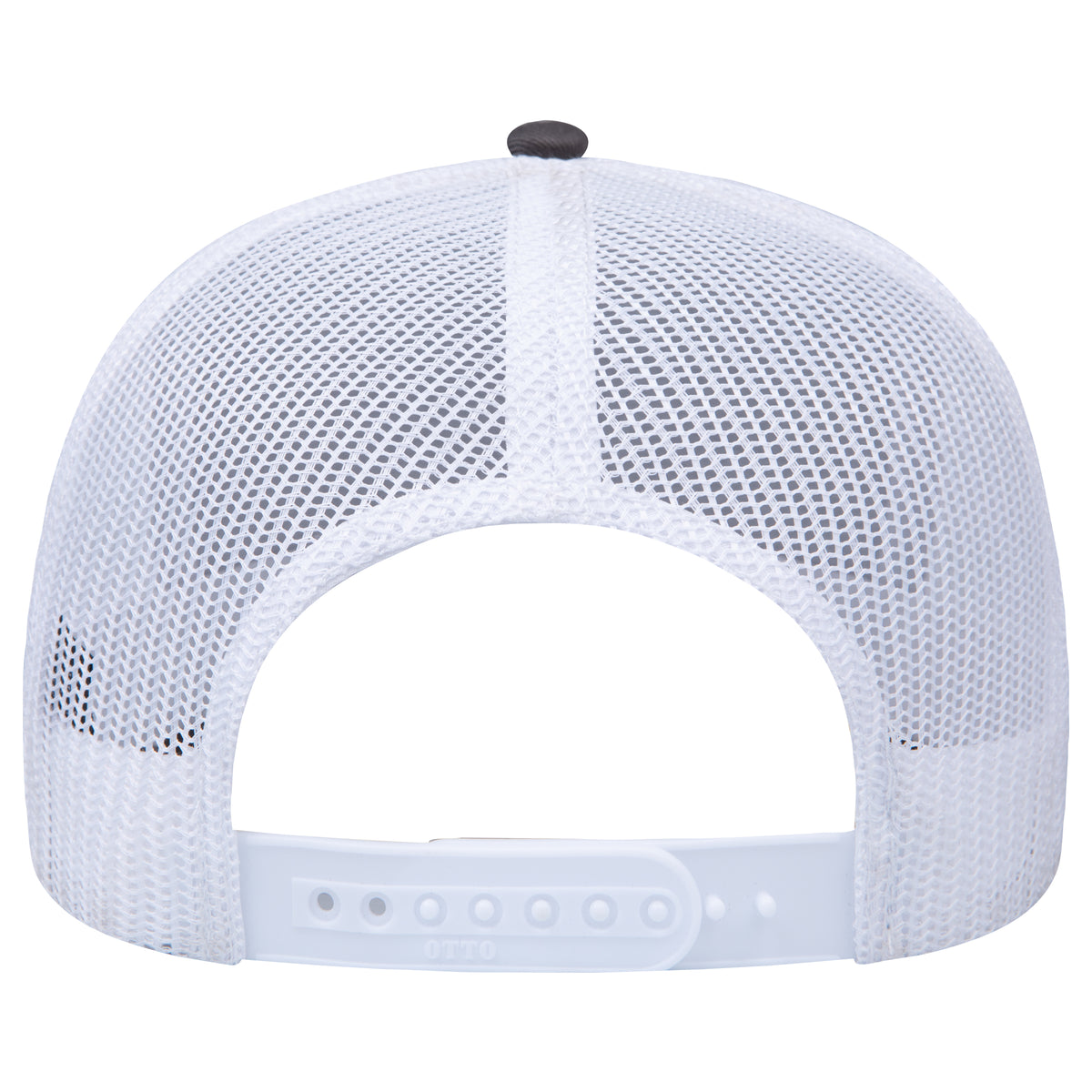 Rear View of 252516 - Ch.Gry/Ch.Gry/Wht OTTO CAP 5 Panel Low Profile Mesh Back Trucker Hat
