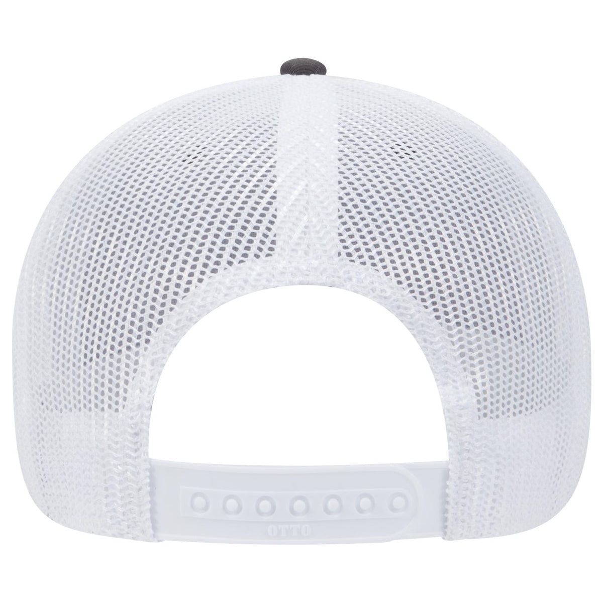 Rear View of 252516 - Ch.Gry/Ch.Gry/Wht OTTO CAP 6 Panel Low Profile Mesh Back Trucker Hat