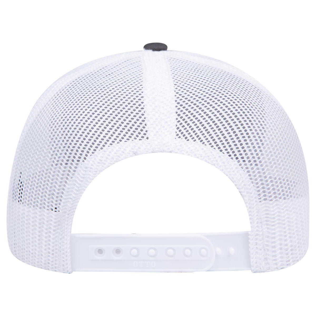 Rear View of 252516 - Ch.Gry/Ch.Gry/Wht OTTO CAP 6 Panel Mid Profile Mesh Back Trucker Hat