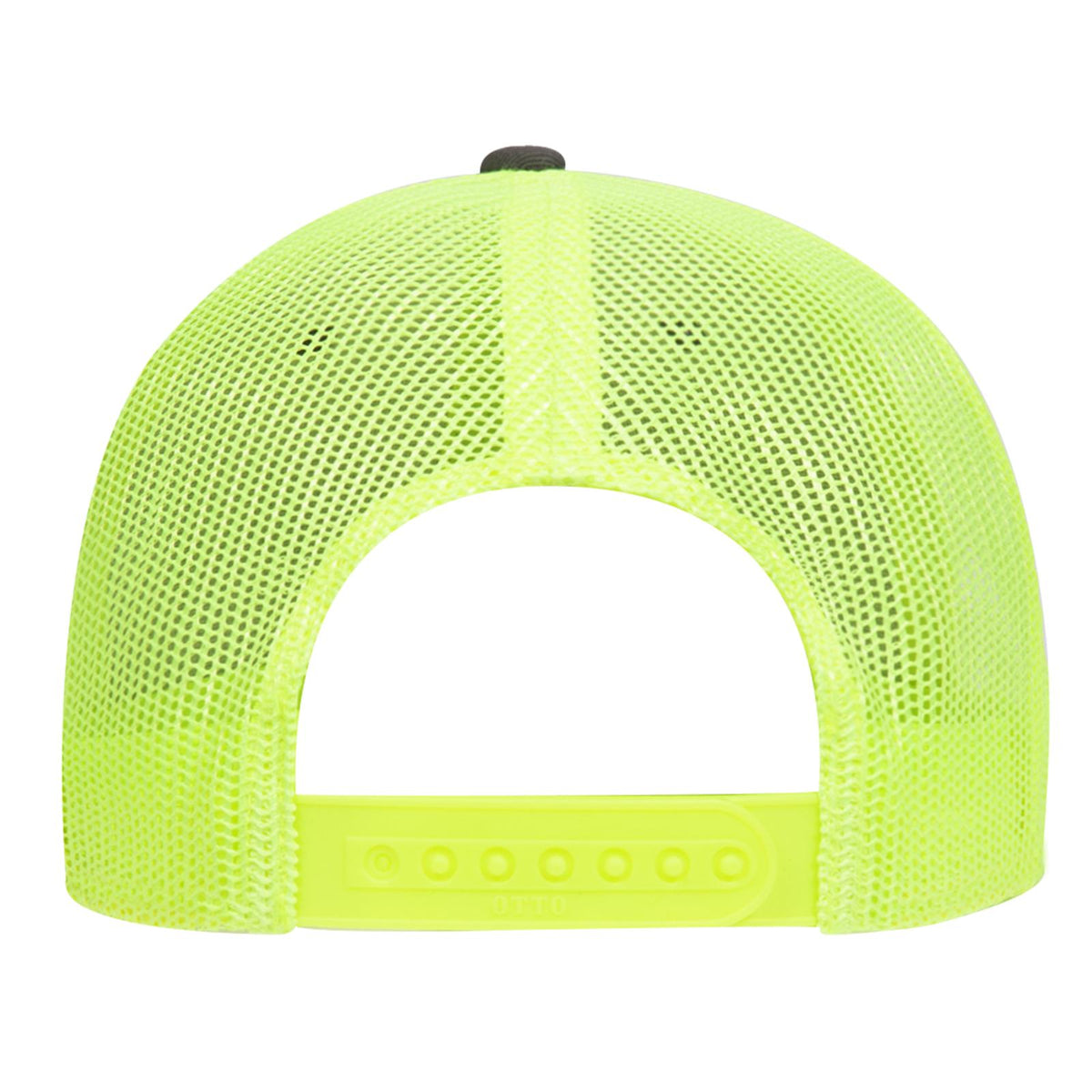 Rear View of 252540 - Ch.Gry/Ch.Gry/N.Yel OTTO CAP 6 Panel Low Profile Mesh Back Trucker Hat