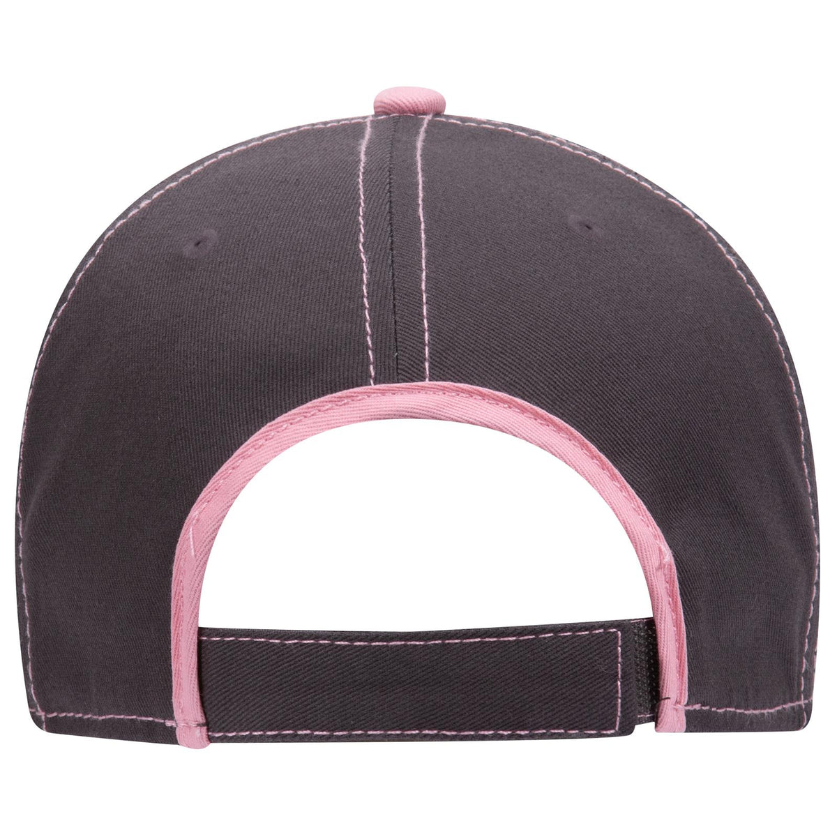 Rear View of 2550 - Ch.Gry/Pnk OTTO CAP 6 Panel Low Profile Baseball Cap