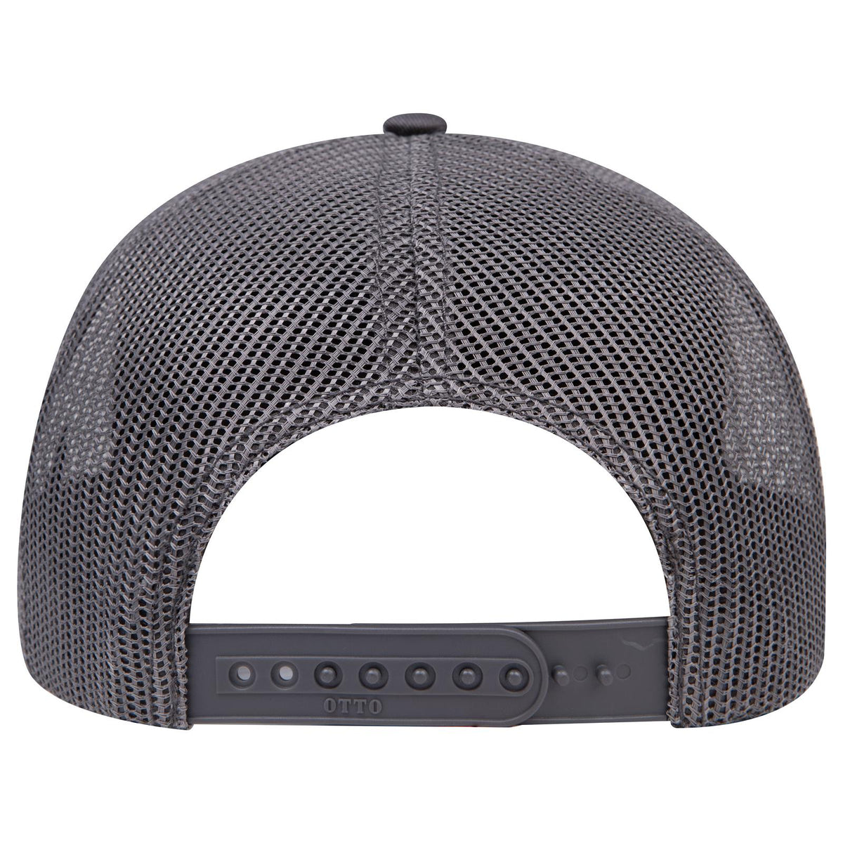 Rear View of 257425 - CharcoalGray/HeatherGray/CharcoalGray OTTO CAP 6 Panel Mid Profile Mesh Back Trucker Hat