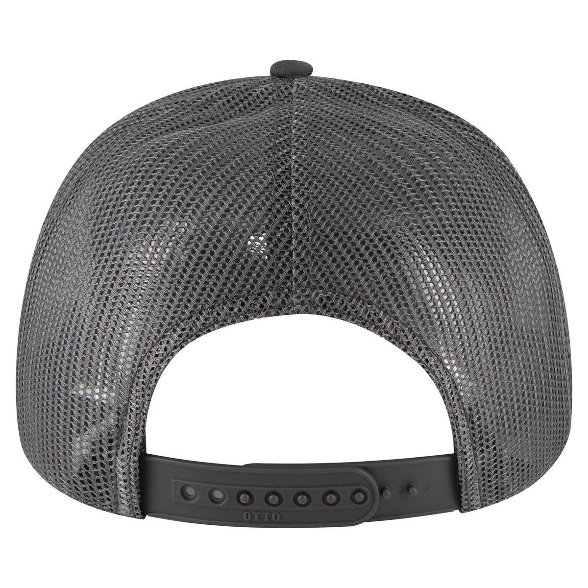 Rear View of 257425B - Ch Gry/Ht Gry/Ch Gry OTTO CAP 6 Panel Low Profile Mesh Back Trucker Hat