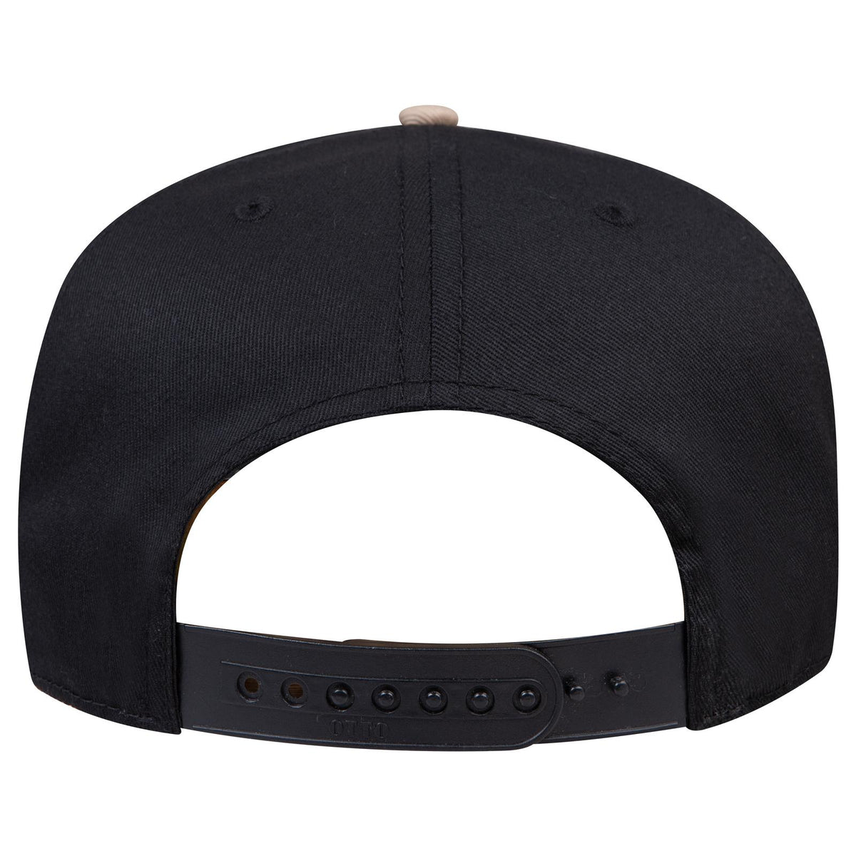 Rear View of 3203 - Kha/Blk OTTO CAP 5 Panel Mid Profile Baseball Cap