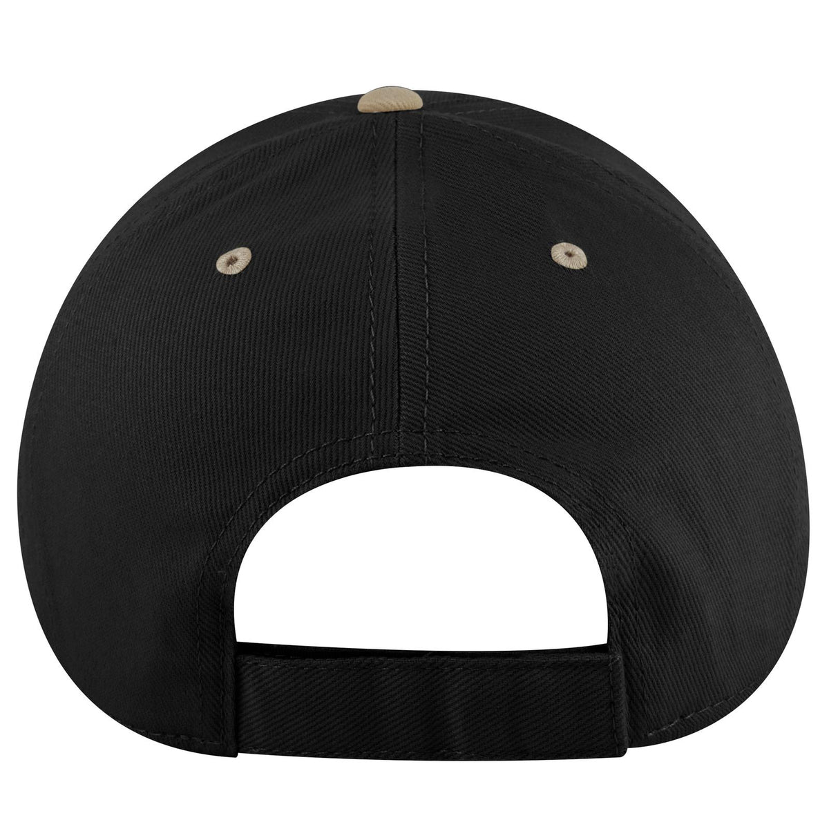 Rear View of 3203 - Kha/Blk OTTO CAP 6 Panel Low Profile Baseball Cap