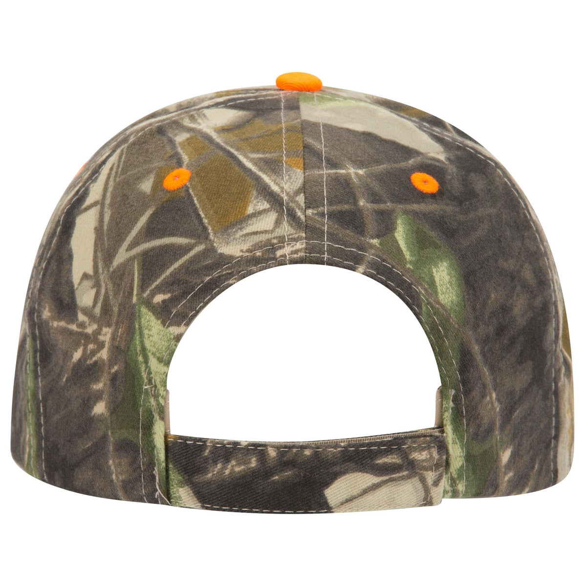 Rear View of 32031709 - Kha/Blk/Dk.Grn/N.Org OTTO CAP Camouflage 6 Panel Low Profile Baseball Cap
