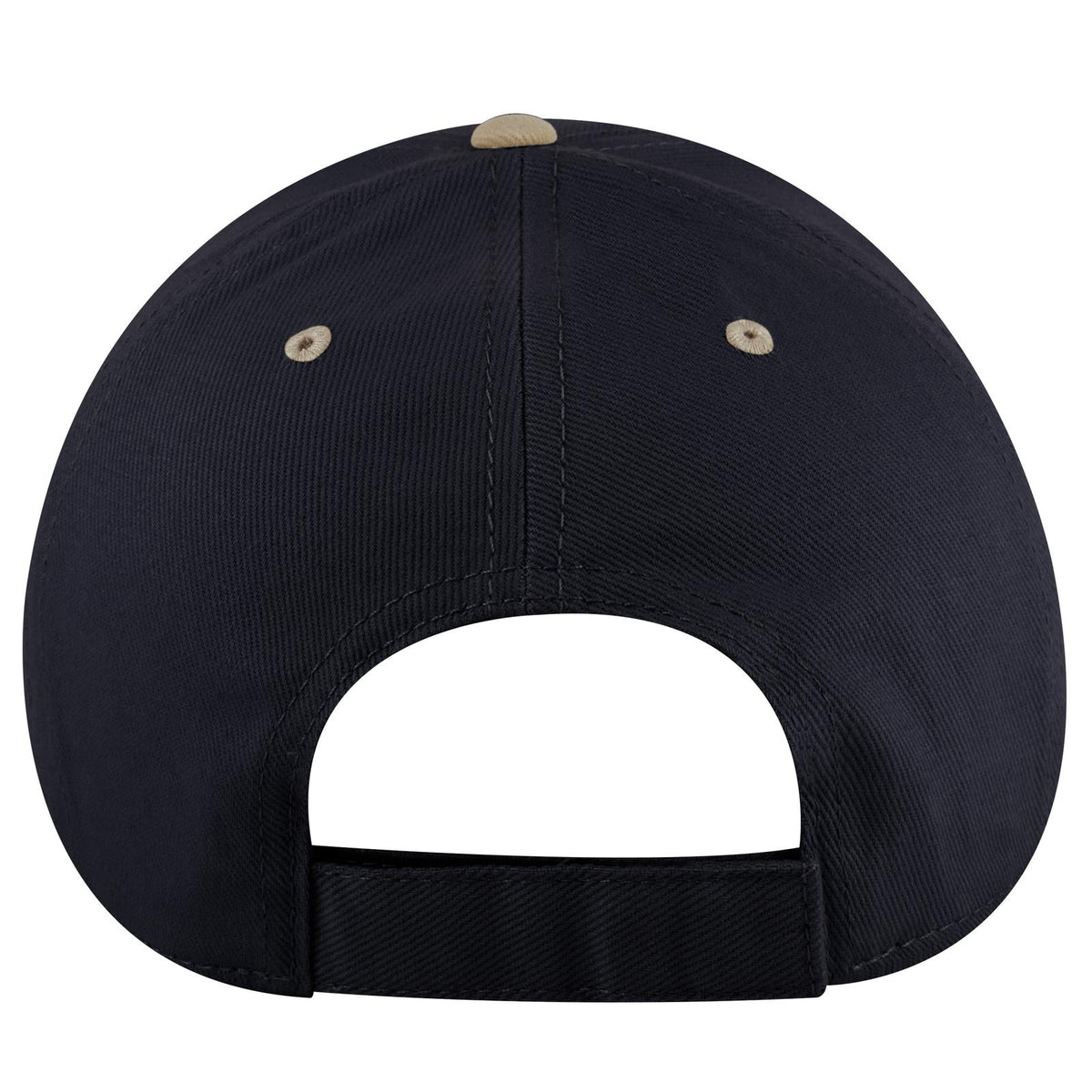 Rear View of 3204 - Kha/Nvy OTTO CAP 6 Panel Low Profile Baseball Cap