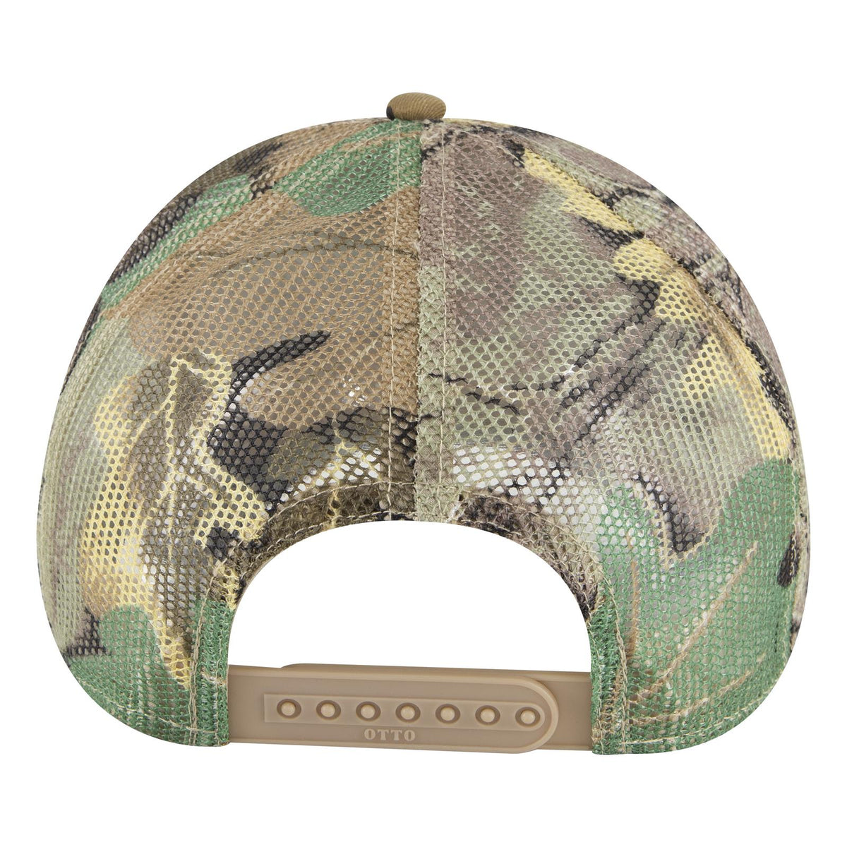 Rear View of 320734 - Kha/Brn/Lt.Ol.Grn OTTO CAP Camouflage 6 Panel Low Profile Mesh Back Trucker Hat