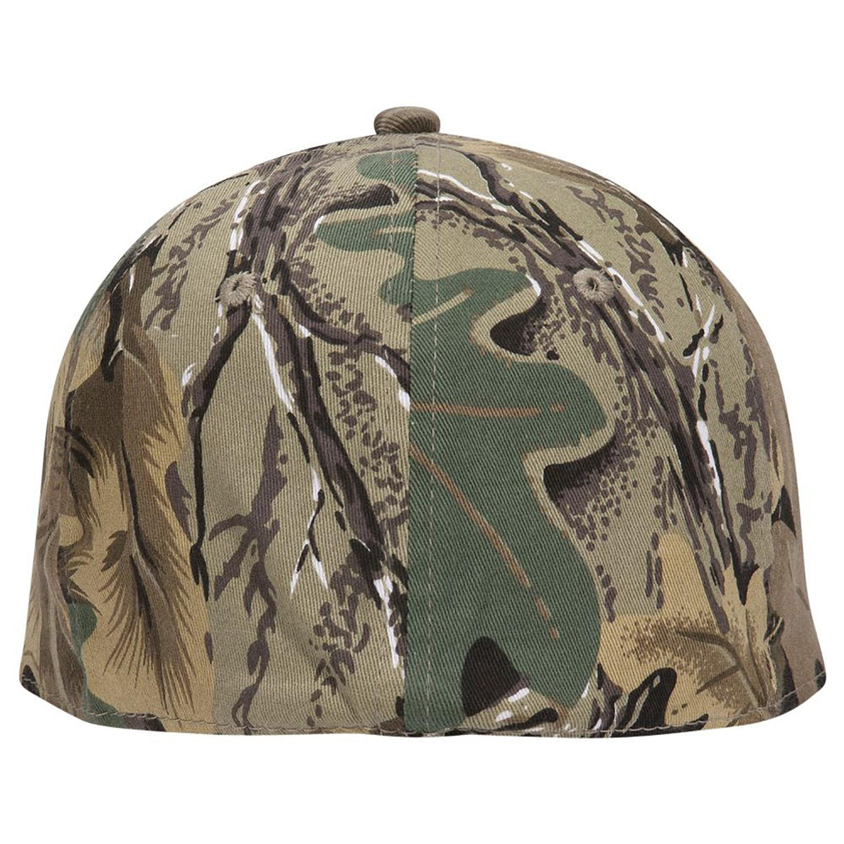 Rear View of 320734 - Kha/Brn/Lt.Ol.Grn OTTO CAP "OTTO FLEX" Fitted Camouflage 6 Panel Low Profile Baseball Cap