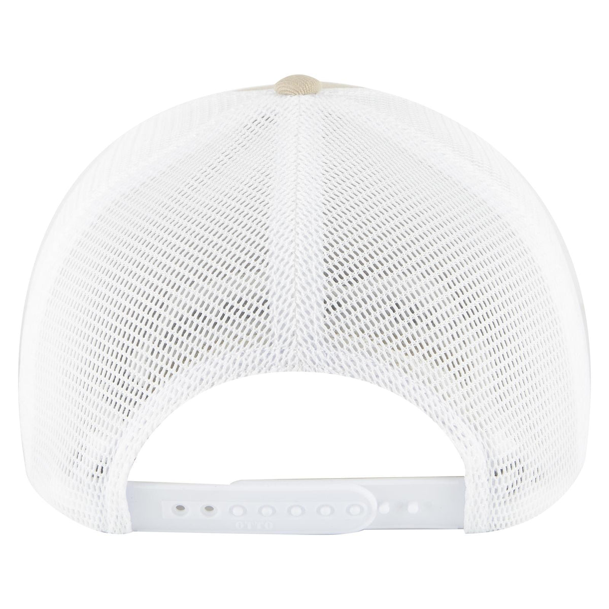 Rear View of 3216 - Kha/Wht OTTO CAP "OTTO COMFY FIT" 6 Panel Low Profile Mesh Back Trucker Hat