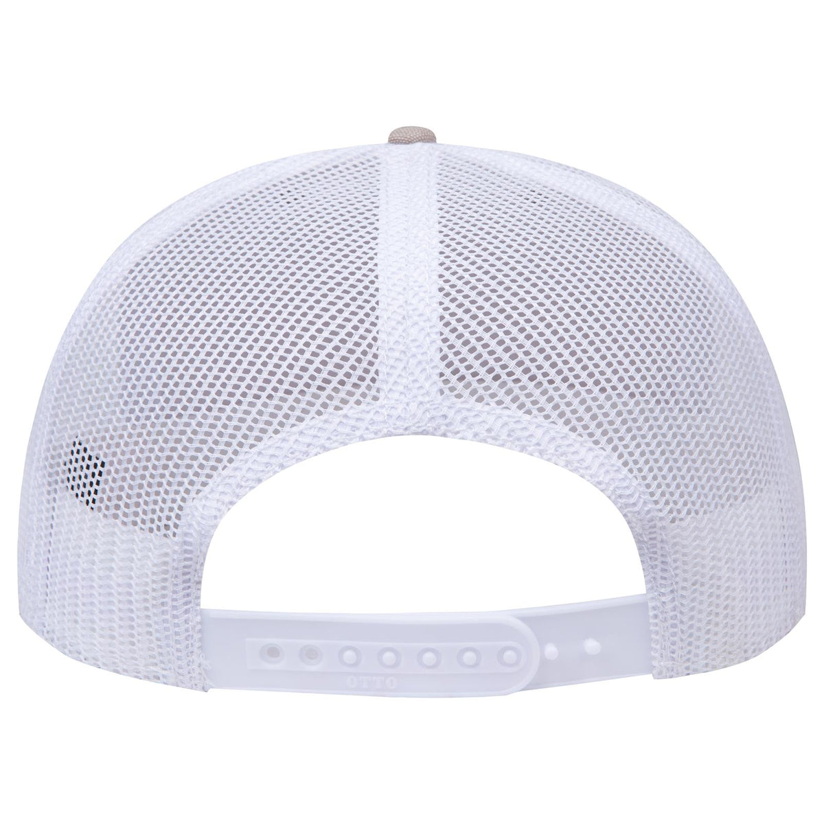 Rear View of 3216A - Khk/Wht OTTO CAP "OTTO SNAP" 6 Panel Pro Style Mesh Back Trucker Snapback Hat