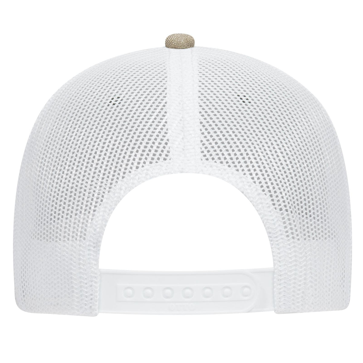 Rear View of 3216X - Kha/Wht OTTO CAP 6 Panel Low Profile Mesh Back Trucker Hat