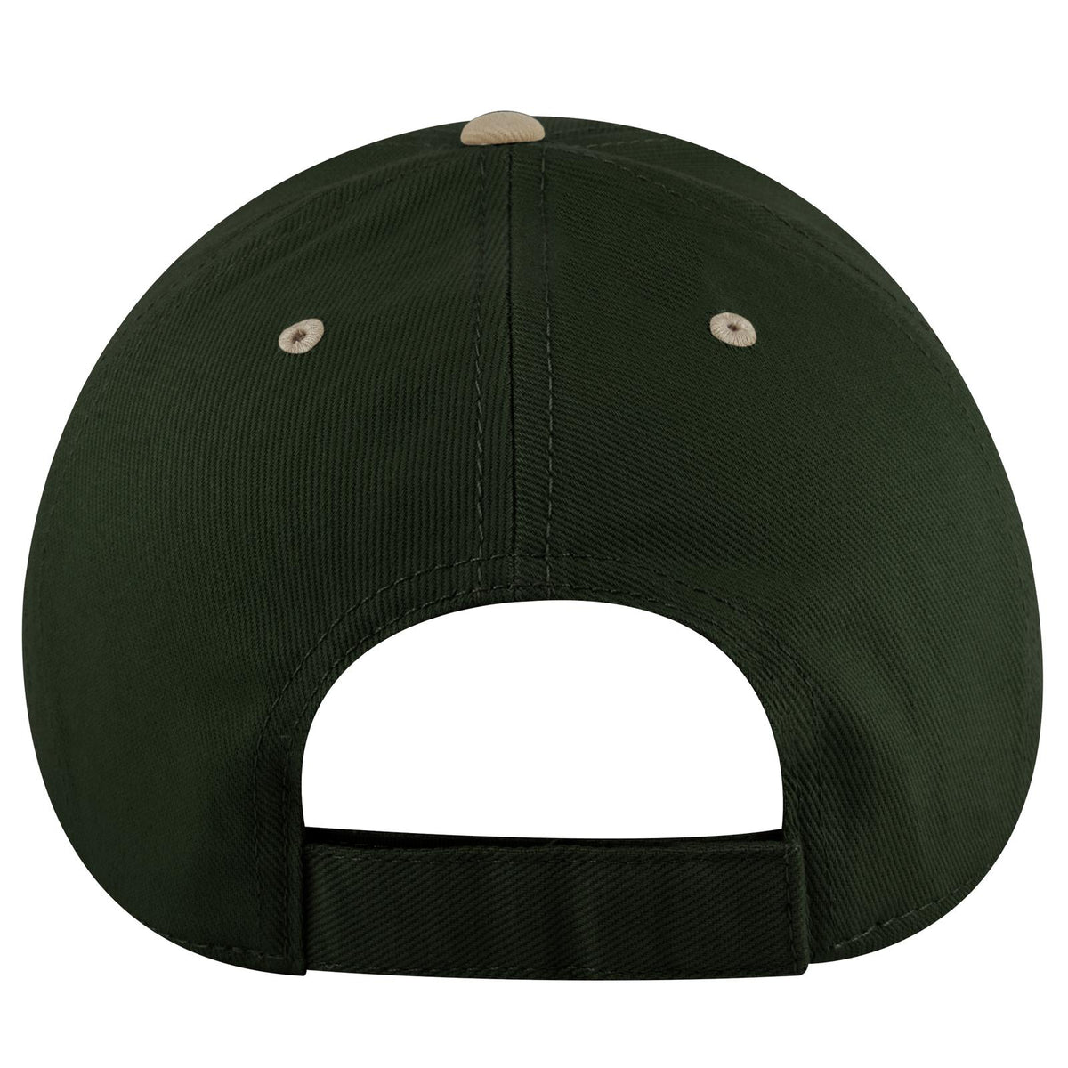 Rear View of 3217 - Kha/Dk.Grn OTTO CAP 6 Panel Low Profile Baseball Cap