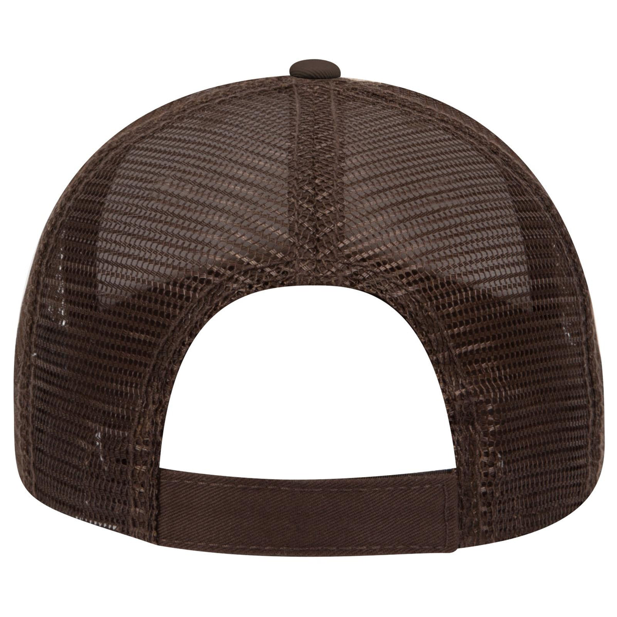 Rear View of 323239 - Kha/Kha/Dk.Brn OTTO CAP 6 Panel Low Profile Mesh Back Trucker Hat