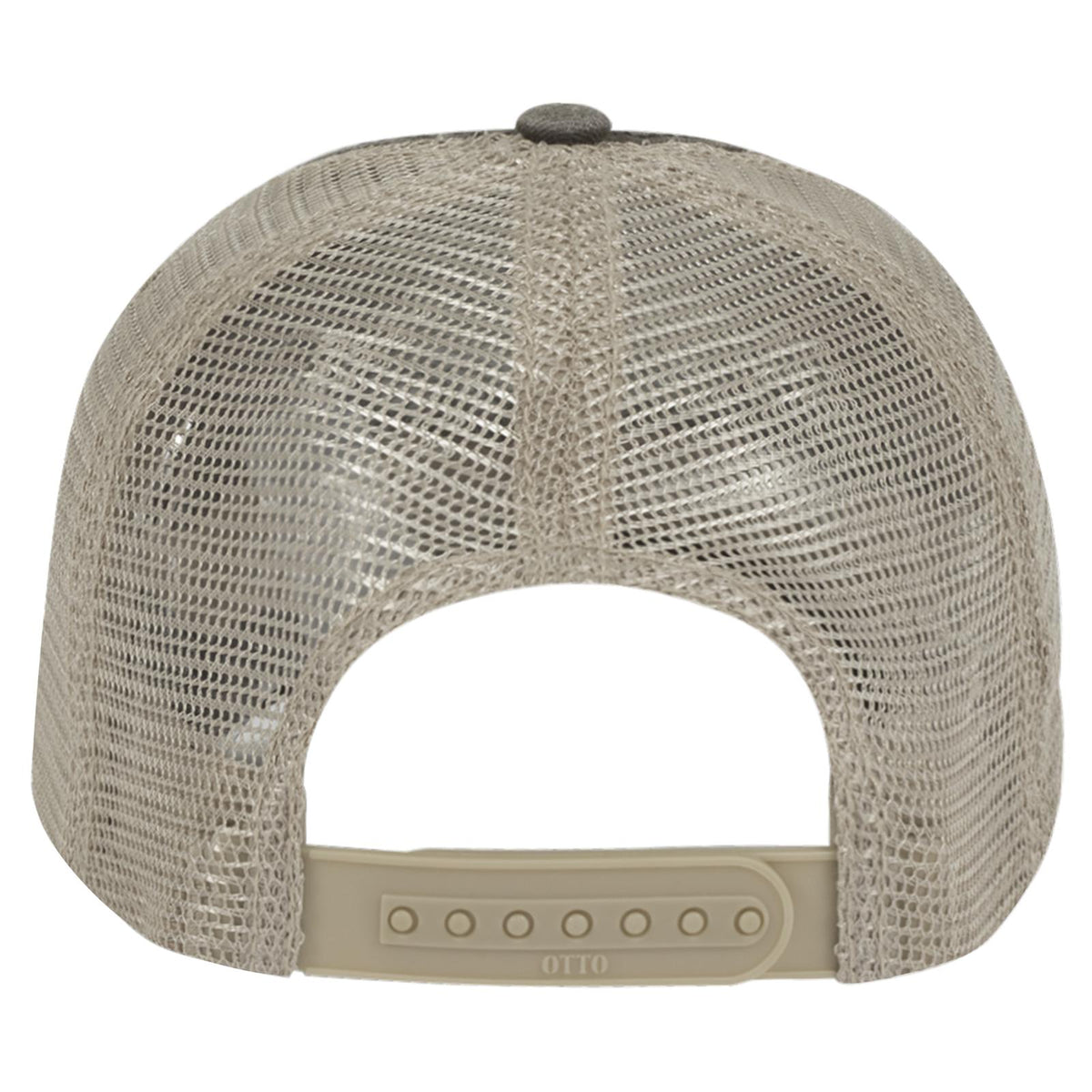 Rear View of 393932 - Dk.Brn/Dk.Brn/Kha OTTO CAP "OTTO COMFY FIT" 6 Panel Low Profile Mesh Back Trucker Hat