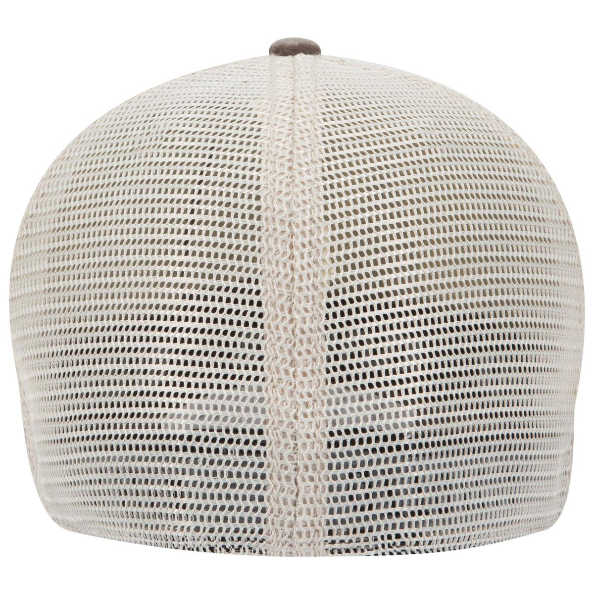 Rear View of 393932 - Dk.Brn/Dk.Brn/Kha OTTO CAP "OTTO FLEX" Fitted 6 Panel Low Profile Mesh Back Trucker Hat