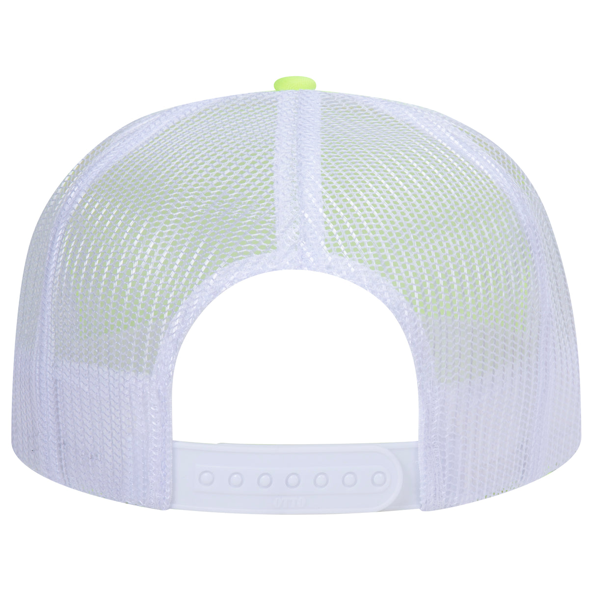 Rear View of 404016 - N Ylw/N Ylw/Wht OTTO CAP 5 Panel High Crown Mesh Back Trucker Hat