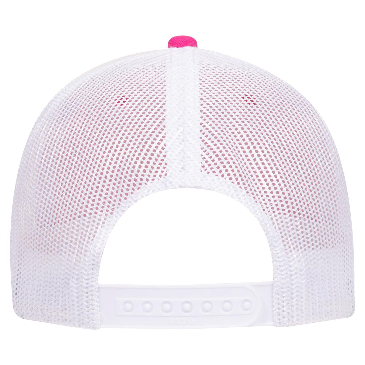 Rear View of 424216 - H.Pnk/H.Pnk/Wht OTTO CAP 6 Panel Low Profile Mesh Back Trucker Hat