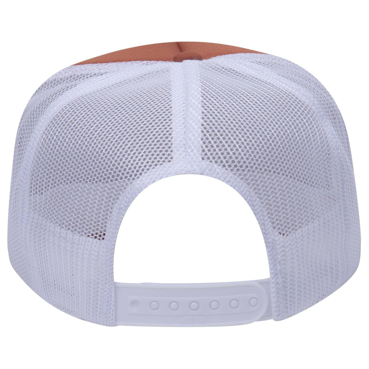 Rear View of 444416 - Tx Org/Tx Org/Wht OTTO CAP 5 Panel High Crown Mesh Back Trucker Hat