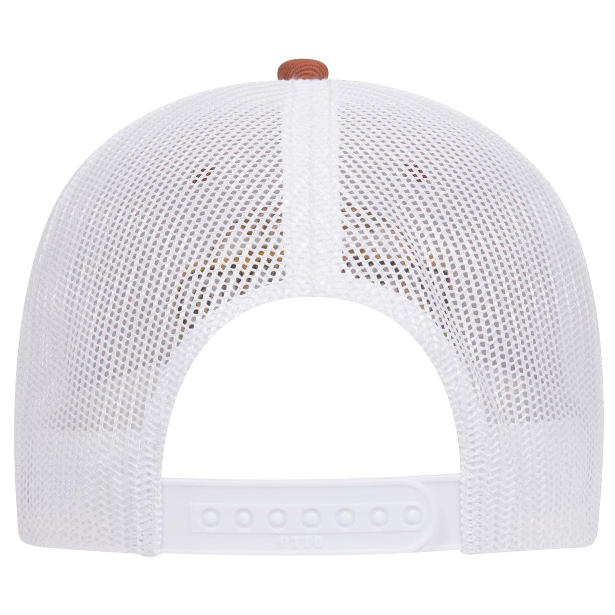 Rear View of 444416 - Tx Org/Tx Org/Wht OTTO CAP 6 Panel Low Profile Mesh Back Trucker Hat