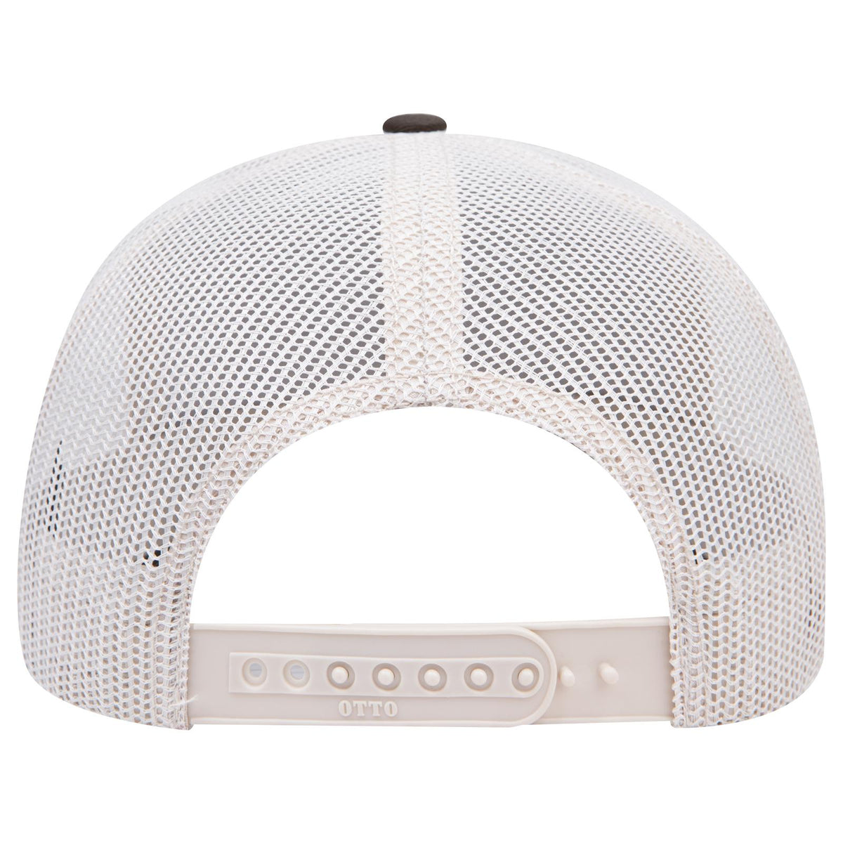 Rear View of 464652 - Dk.Ol.Grn/Dk.Ol.Grn/Lt.Khk OTTO CAP 6 Panel Mid Profile Mesh Back Trucker Hat