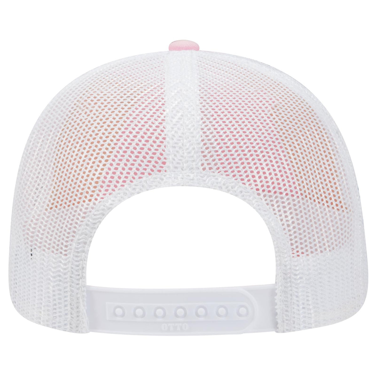 Rear View of 505016 - Pnk/Pnk/Wht OTTO CAP "OTTO COMFY FIT" 6 Panel Low Profile Mesh Back Trucker Hat