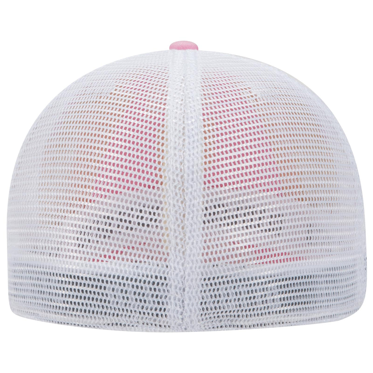 Rear View of 505016 - Pnk/Pnk/Wht OTTO CAP "OTTO FLEX" Fitted 6 Panel Low Profile Mesh Back Trucker Hat