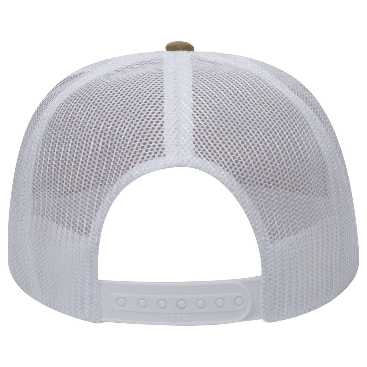 Rear View of 535316 - Dk.Kha/Dk.Kha/Wht OTTO CAP 5 Panel High Crown Mesh Back Trucker Hat