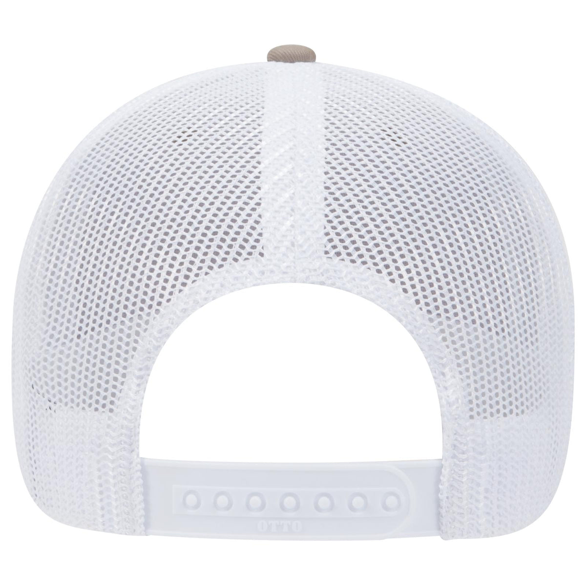 Rear View of 535316 - Dk.Kha/Dk.Kha/Wht OTTO CAP 6 Panel Low Profile Mesh Back Trucker Hat