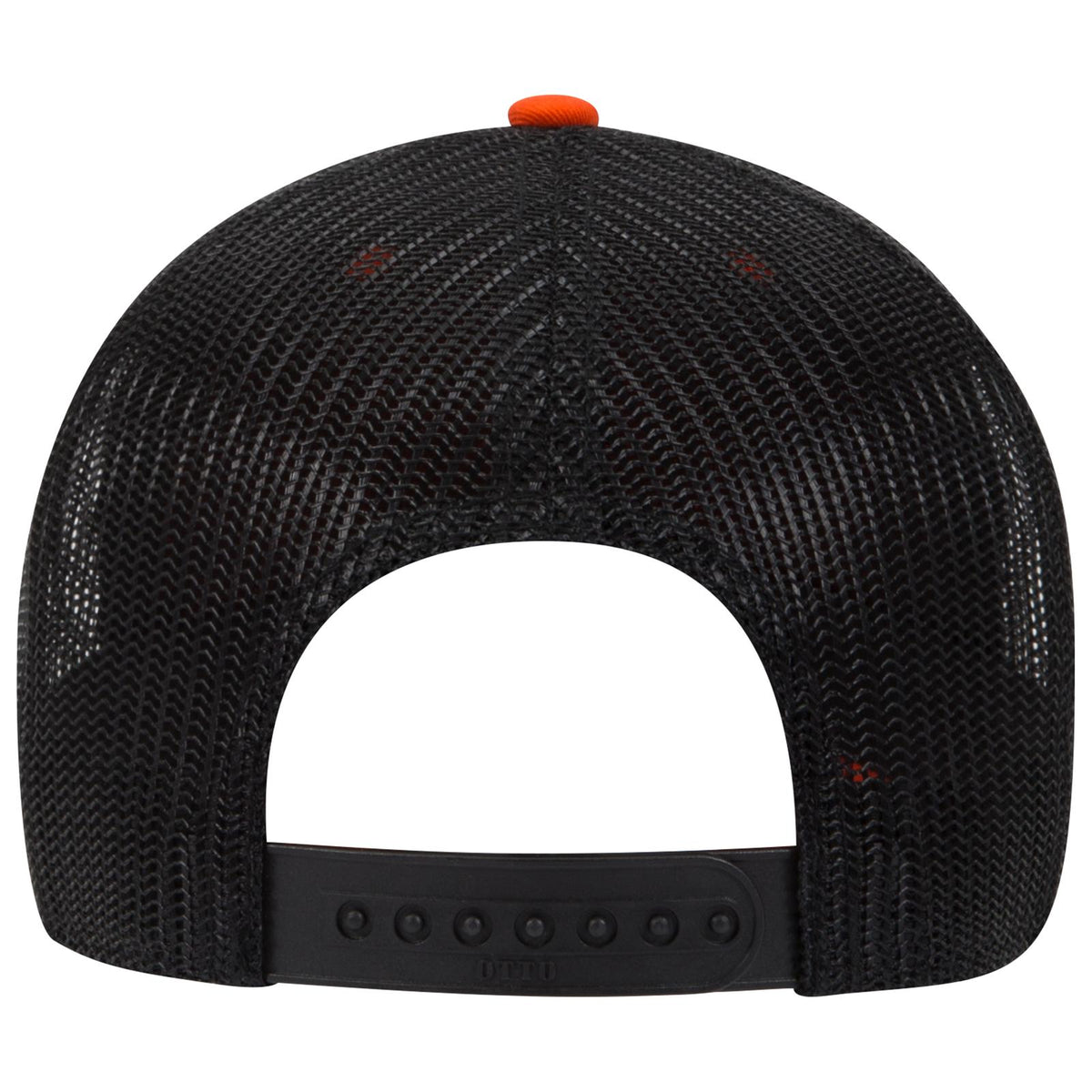 Rear View of 626203 - Org/Org/Blk OTTO CAP 6 Panel Low Profile Mesh Back Trucker Hat